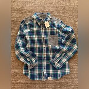 Boys NWT Bonpoint blue and green plaid button down